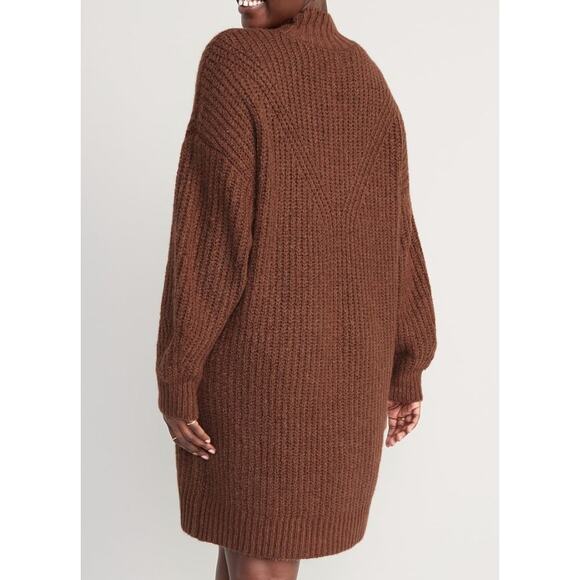 Old Navy Womens Long-Sleeve Relaxed Mock-Neck Mini Sweater Shift Dress - Picture 3 of 3